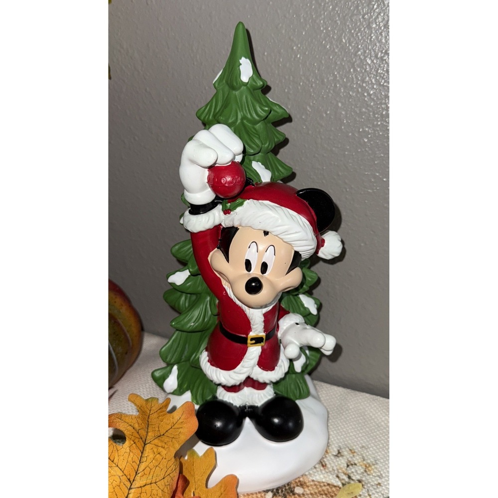 Disney Ruz Mickey Mouse Statue With Christmas Tree Figurine Decor Santa Resin